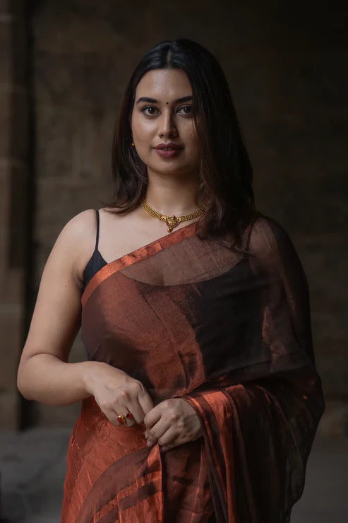 Tanabana Designer Tissue Silk Saree beauty Look